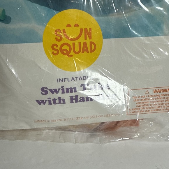 Sun Squad Tie-Dye Orange Inflatable Swimming Tube with Side Grip Handles 33" NEW - Picture 2 of 3